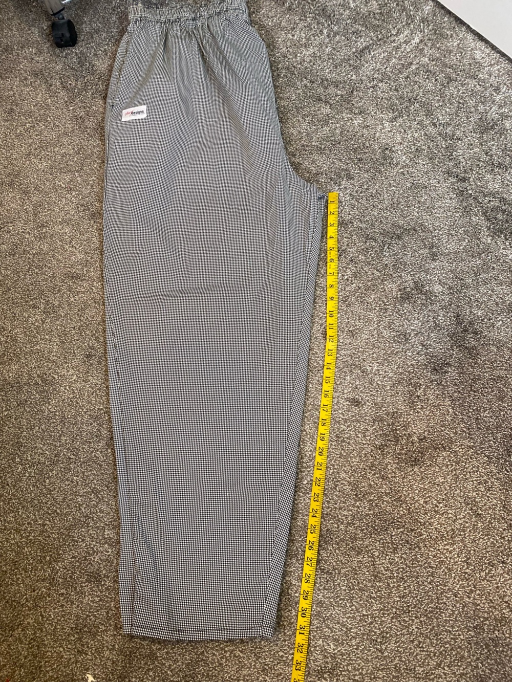 Men's Micro-Check Grey Dress Pants with Elastic Waist - Picture 6 of 9
